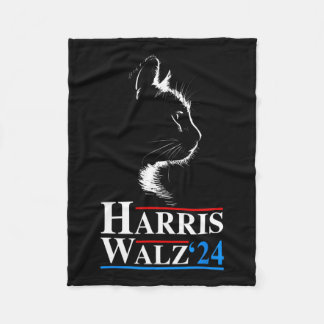 Waltz 2024 Election Funny Cat Kamala Harris Tim Wa Fleece Blanket