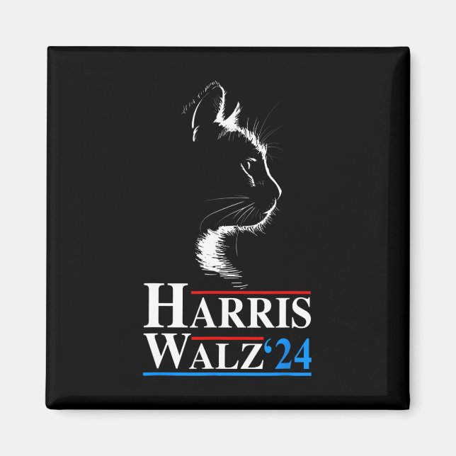 Waltz 2024 Election Funny Cat Kamala Harris Tim Wa Magnet (Front)