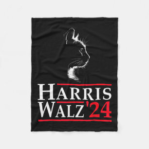 Waltz 2024 Funny Cat Vote For Kamala Harris Tim Wa Fleece Blanket