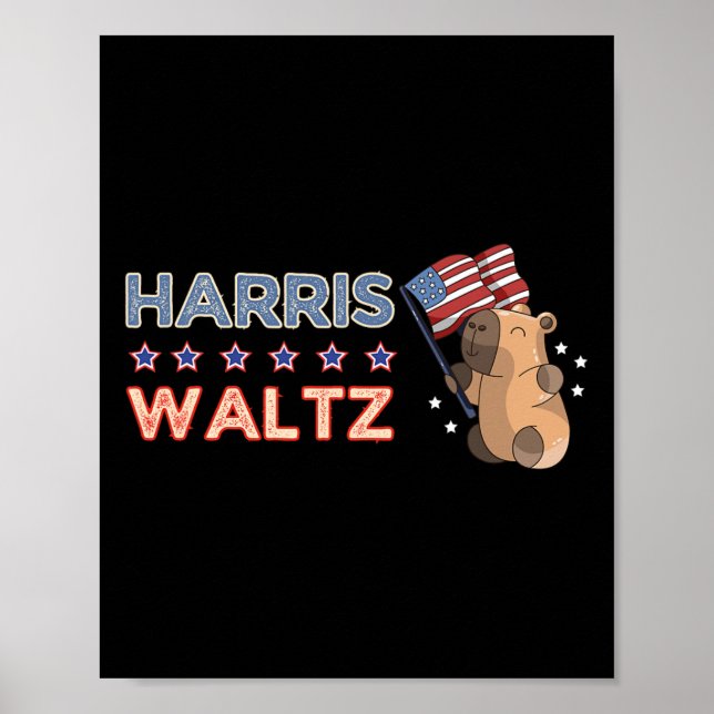 Waltz 2024 Shirt Capybara Flag Patriot Capy Rodent Poster (Front)