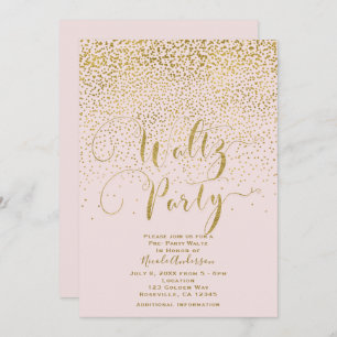 WALTZ PARTY Dance Event Blush Pink & Gold Confetti Invitation