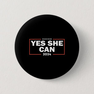 Waltz Yes She Can 2024 Election Vote Kamala Harris 6 Cm Round Badge