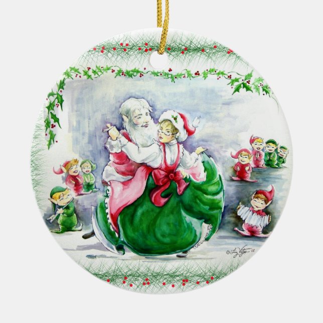 Waltzing Santa & Mrs. Claus Ornament (Front)