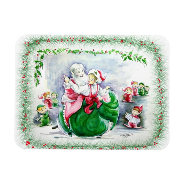 Waltzing Santa & Mrs. Claus Premium Magnet (Horizontal)