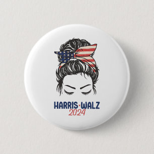 Walz 2024 Kamala Harris Tim Walz President Democra 6 Cm Round Badge