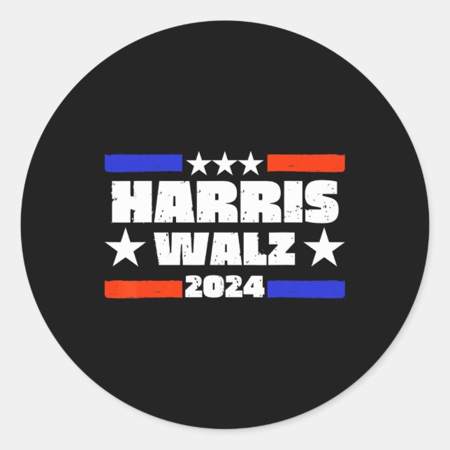 Walz 2024 President Campaign Election  Classic Round Sticker (Front)