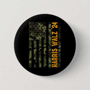 Walz 2024 Presidential Election Kamala Camo Flag  6 Cm Round Badge