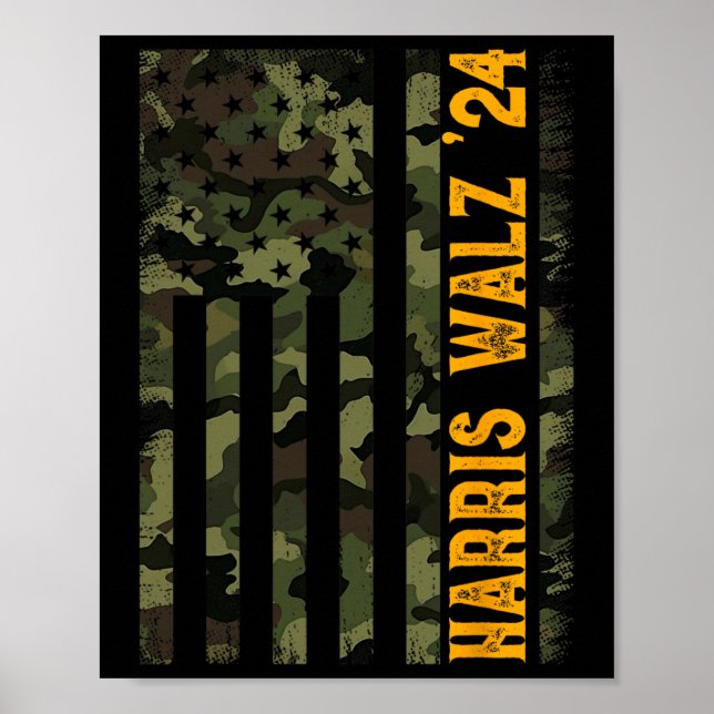 Walz 2024 Presidential Election Kamala Camo Flag  Poster (Front)