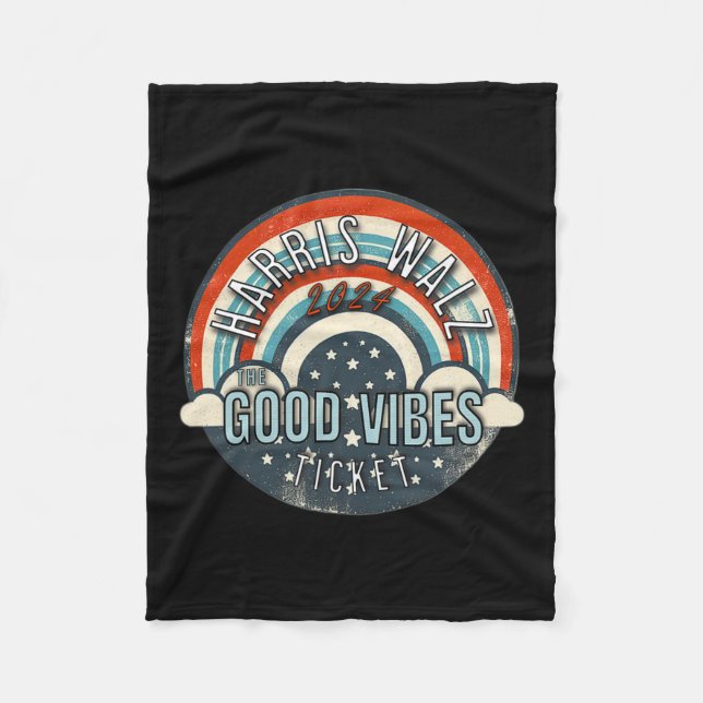 Walz 2024 The Good Vibes Ticket  Fleece Blanket (Front)