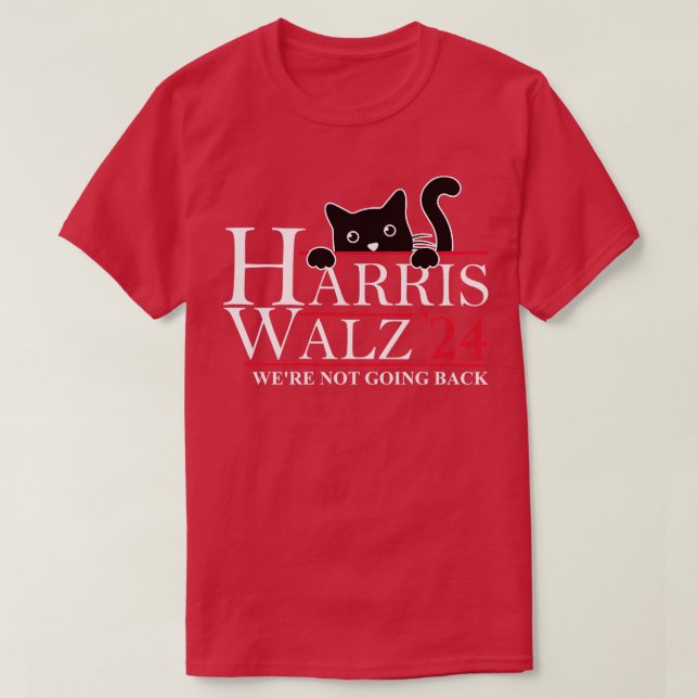 Walz 2024 We Are Not Going Back Cat Lady TShirt (Design Front)
