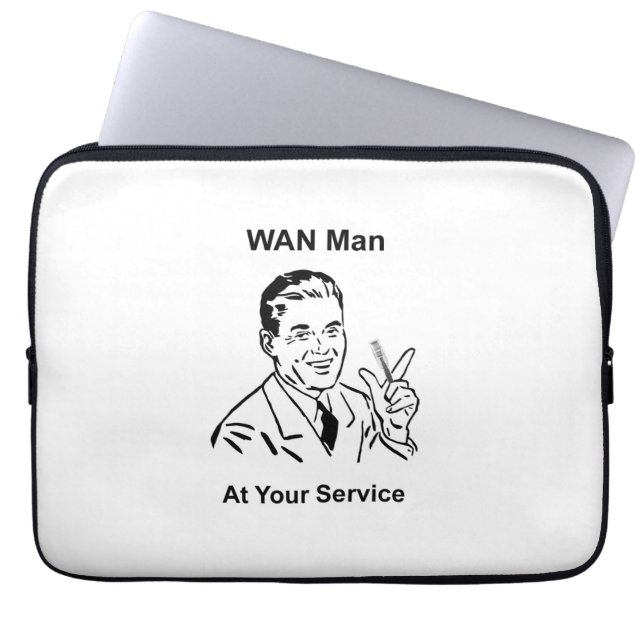 WAN Man At Your Service Retro Tech Laptop Sleeve (Front)