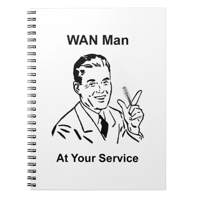 WAN Man At Your Service Retro Tech Notebook (Front)