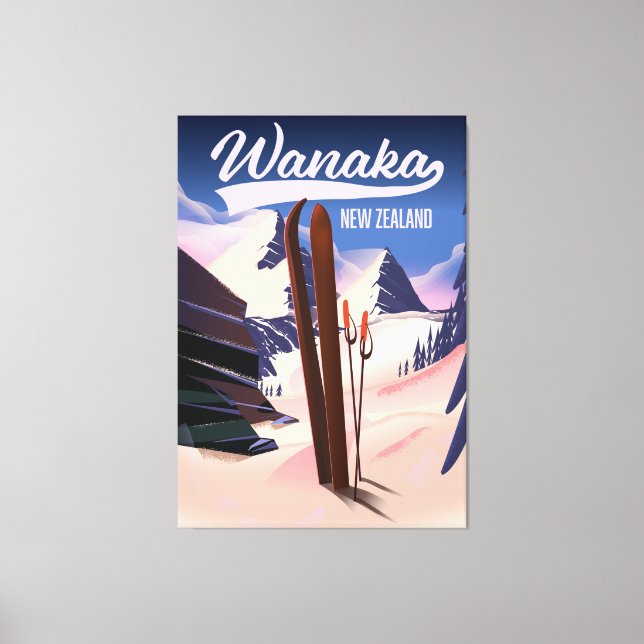Wanaka New Zealand ski poster Canvas Print (Front)