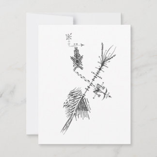 Wand Black White Abstract Tribal Tattoo Art Card