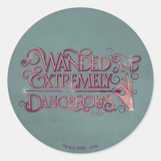 Wanded And Extremely Dangerous Graphic - Pink Classic Round Sticker (Front)