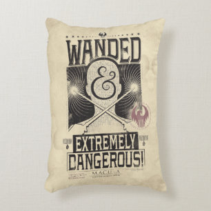 Wanded & Extremely Dangerous Wanted Poster - Black Decorative Cushion