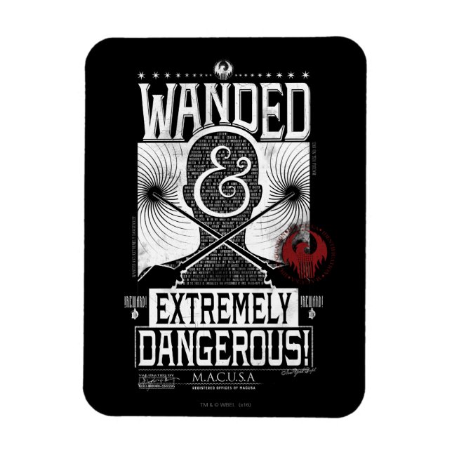 Wanded & Extremely Dangerous Wanted Poster - White Magnet (Vertical)