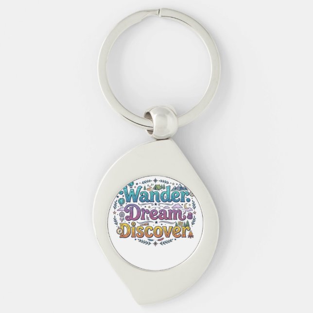  Wander. Dream. Discover. – Inspirational Travel A Key Ring (Front)