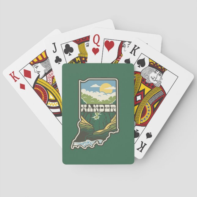 Wander Indiana Playing Cards - Green (Back)