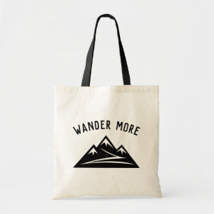 Wander more mountain peak logo custom canvas tote bag