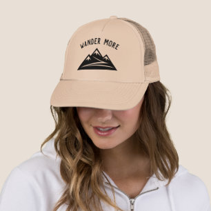 Wander More mountaintop logo trucker hat