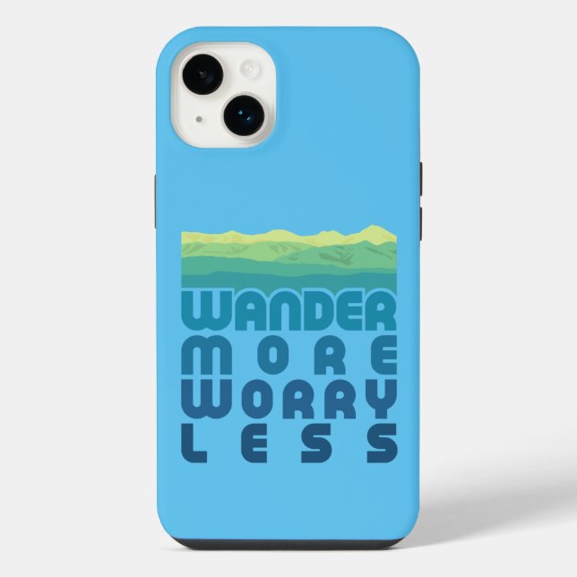  Wander More Worry Less/blue gradient Case-Mate iP iPhone Case (Back)