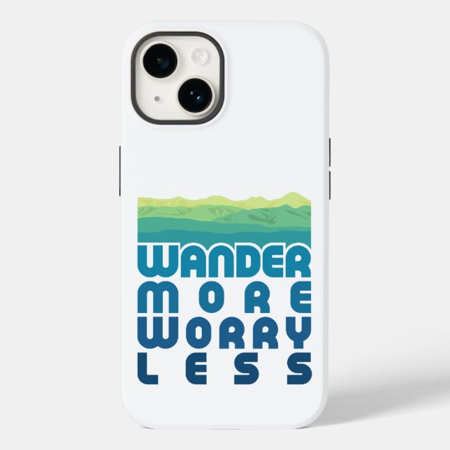  Wander More Worry Less/blue gradient Case-Mate iPhone Case (Back)