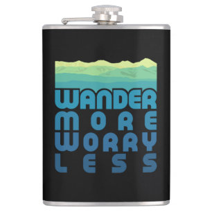  Wander More Worry Less/blue gradient Hip Flask
