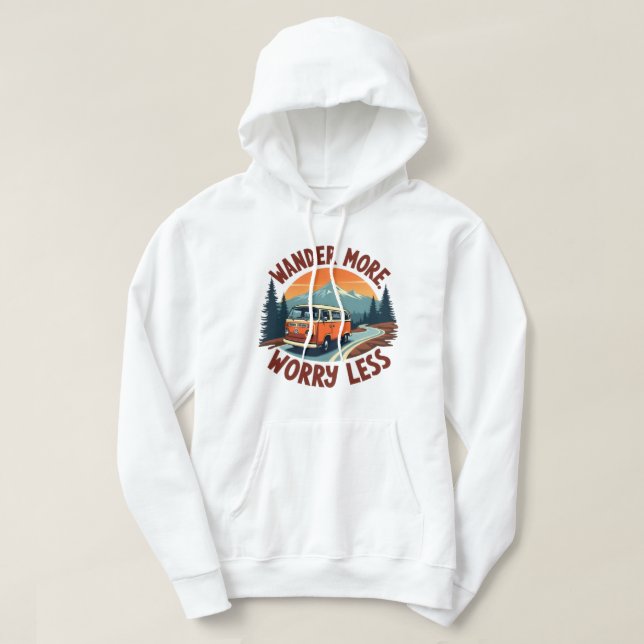 Wander More, Worry Less – Retro Adventure  Hoodie (Design Front)