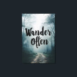 Wander Often Misty Forest Path Quote Canvas Print<br><div class="desc">A quiet forest trail disappears into soft morning mist, bathed in warm golden light filtering through tall trees. The elegant black script “Wander Often” floats gracefully over the path, inviting viewers to embrace exploration, curiosity, freedom, and the simple joy of moving forward. The scene radiates calm introspection, gentle encouragement, wanderlust,...</div>