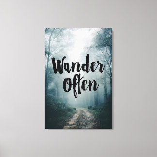 Wander Often Misty Forest Path Quote Canvas Print
