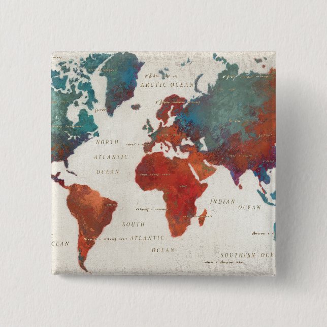 Wander Often, Wander Always Map With Quote 15 Cm Square Badge (Front)