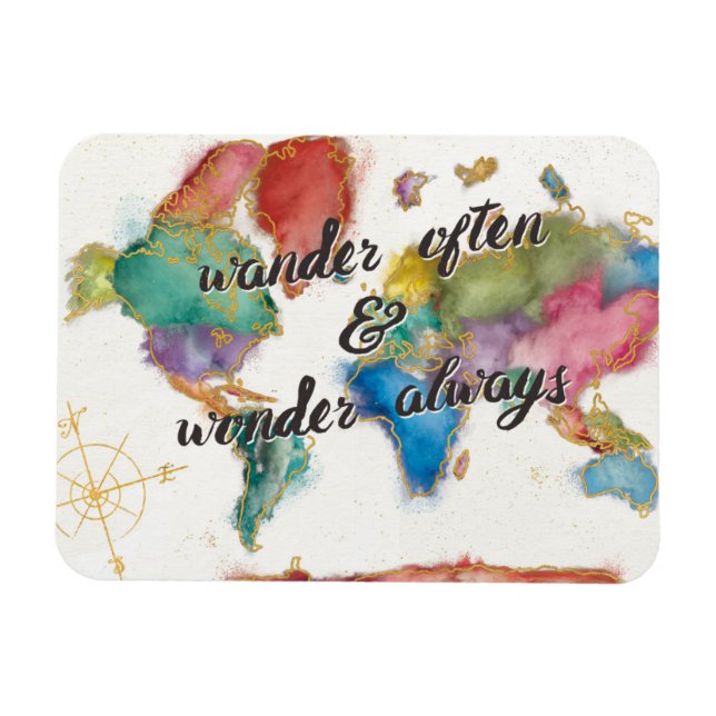 Wander Often, Wander Always Map With Quote Magnet (Horizontal)