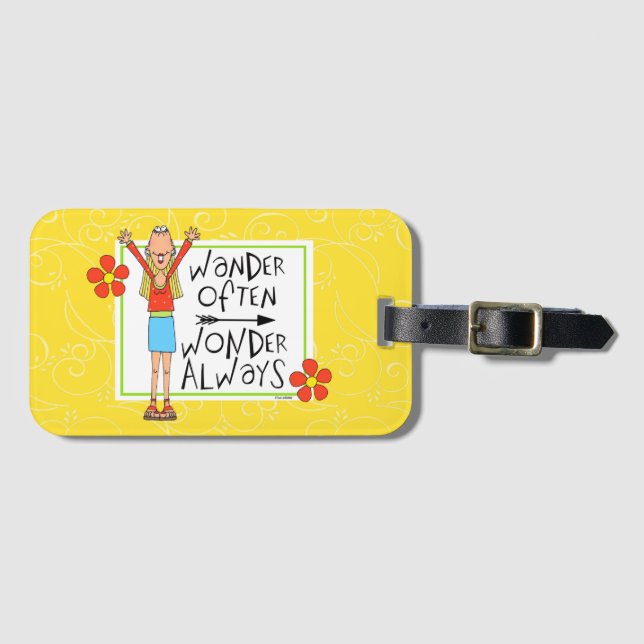 Wander Often Wonder Always Luggage Tag (Front Horizontal)
