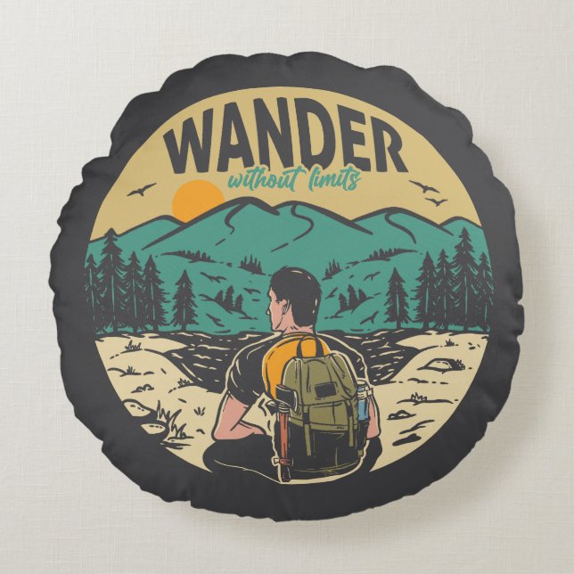 Wander wihtout Limits Round Cushion (Front)
