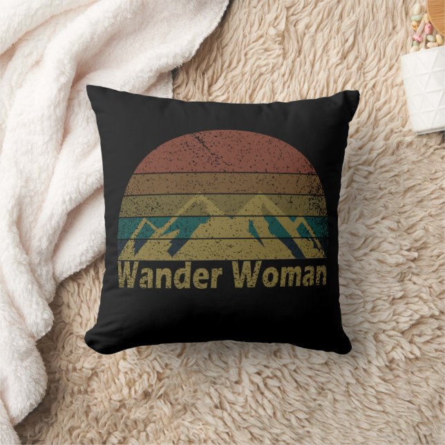 Wander woman hiking camping vintage cushion (Blanket)