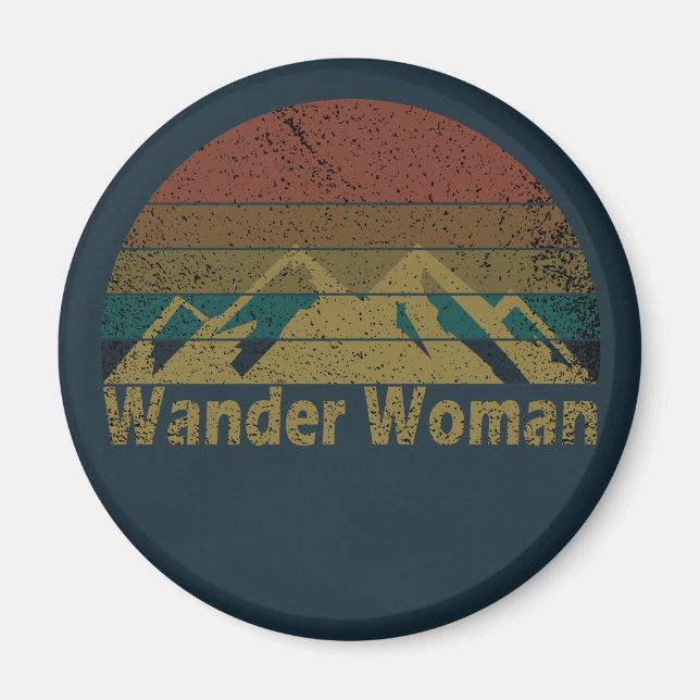 Wander woman hiking camping vintage magnet (Front)