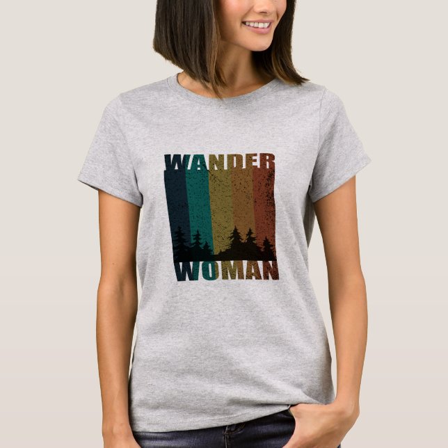 Wander woman hiking camping vintage T-Shirt (Front)