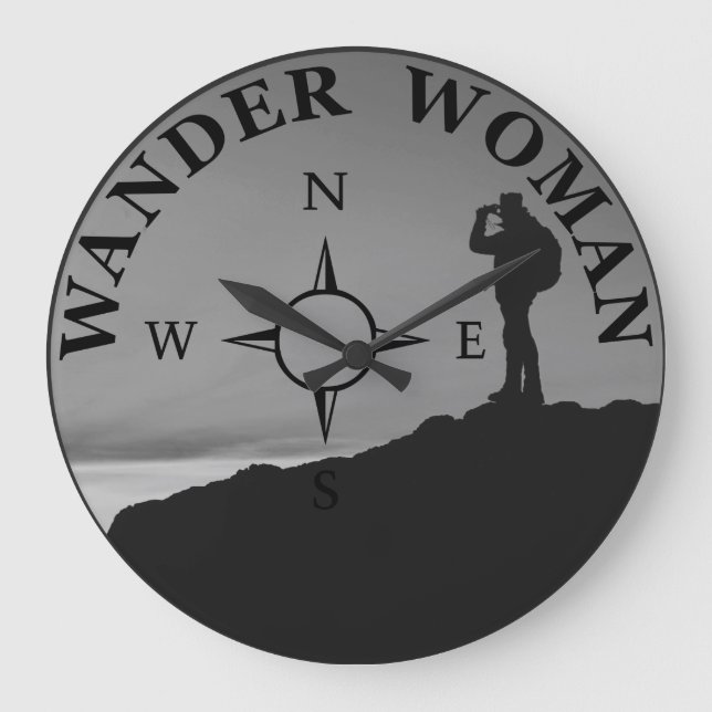 wander woman hiking large clock (Front)