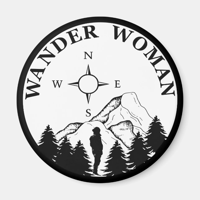 wander woman hiking magnet (Front)