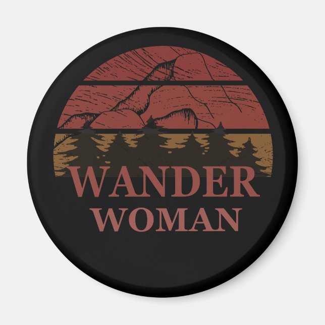 wander woman hiking vintage magnet (Front)