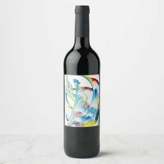 Wanderer 1 Colourful Abstract Wine Bottle Label