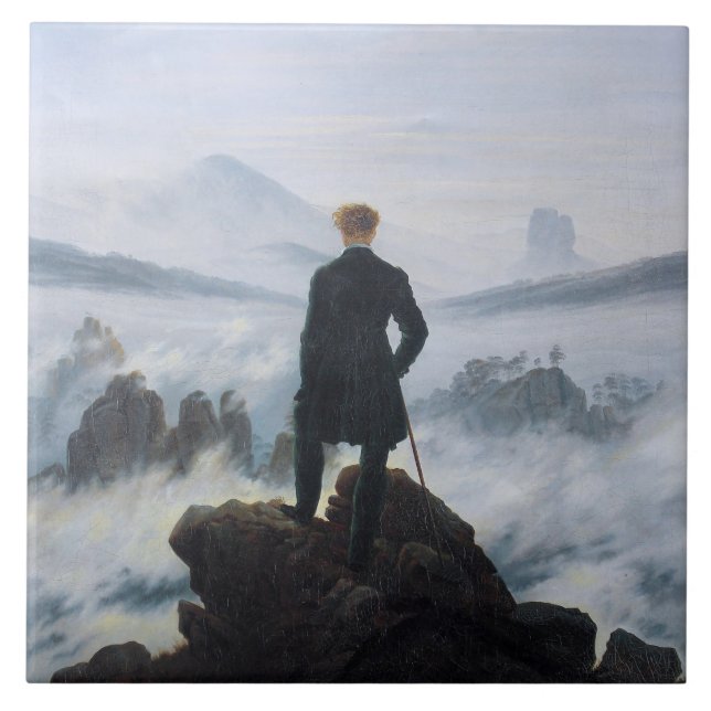 Wanderer Above the Sea of Fog (by C.D. Friedrich) Tile (Front)