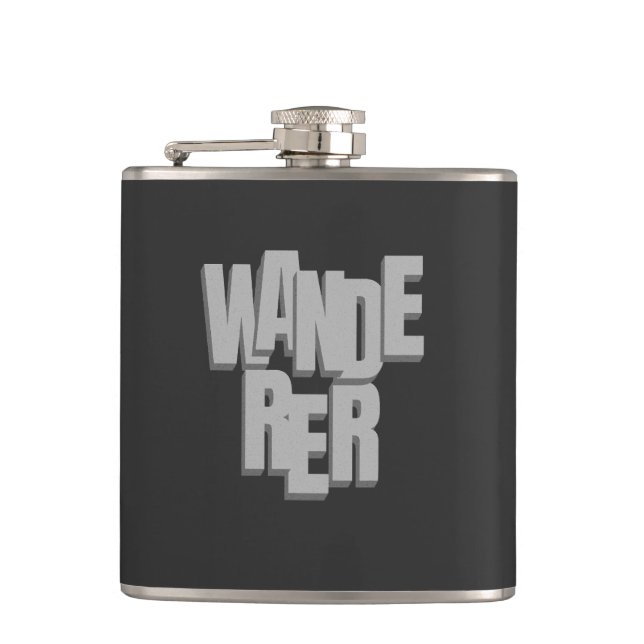 Wanderer Quote Motivational Inspirational Hip Flask (Front)