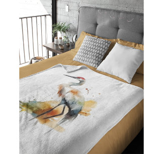 Wandering Crane, Custom Fleece Blanket