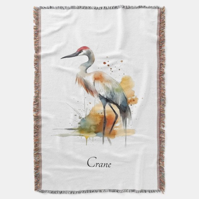 Wandering Crane, custom Throw Blanket (Front Vertical)