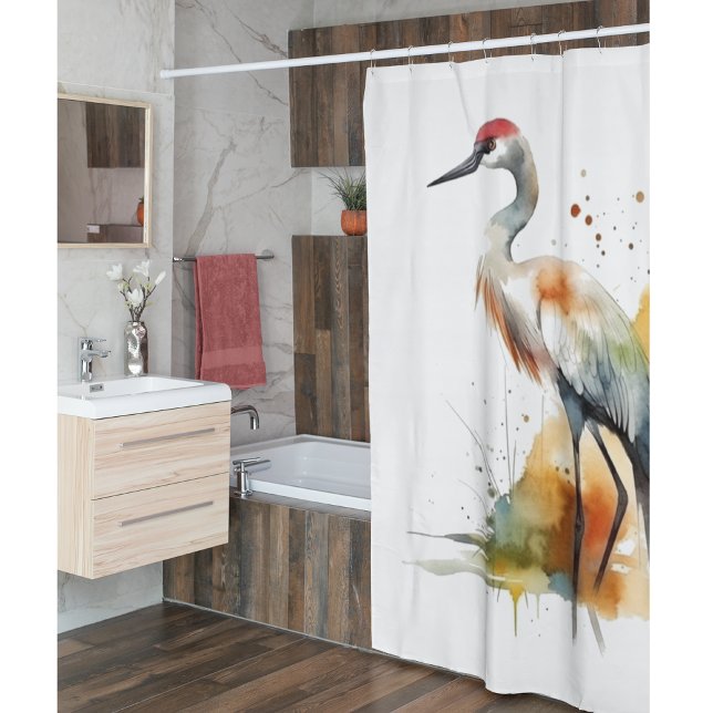 Wandering Crane Shower Curtain (Creator Uploaded)