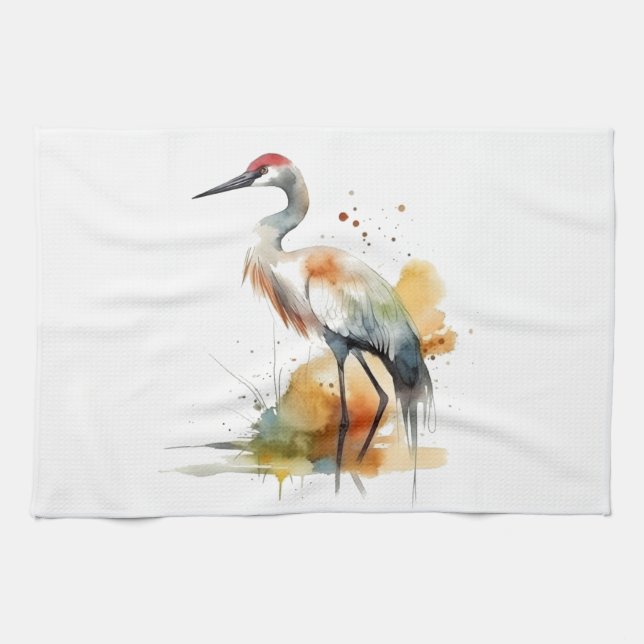 Wandering Crane Tea Towel (Horizontal)