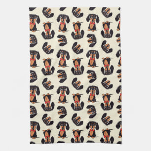 Wandering Dachshund Kitchen Towels