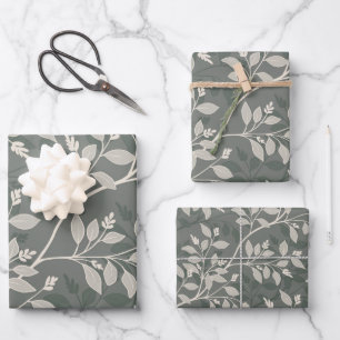 Wandering Leaves Elegant Earthy Botanical Pattern Wrapping Paper Sheet